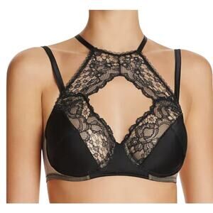 Else Women's 36A Black Yasmin Harness Racerback Underwire Satin Lace Bra